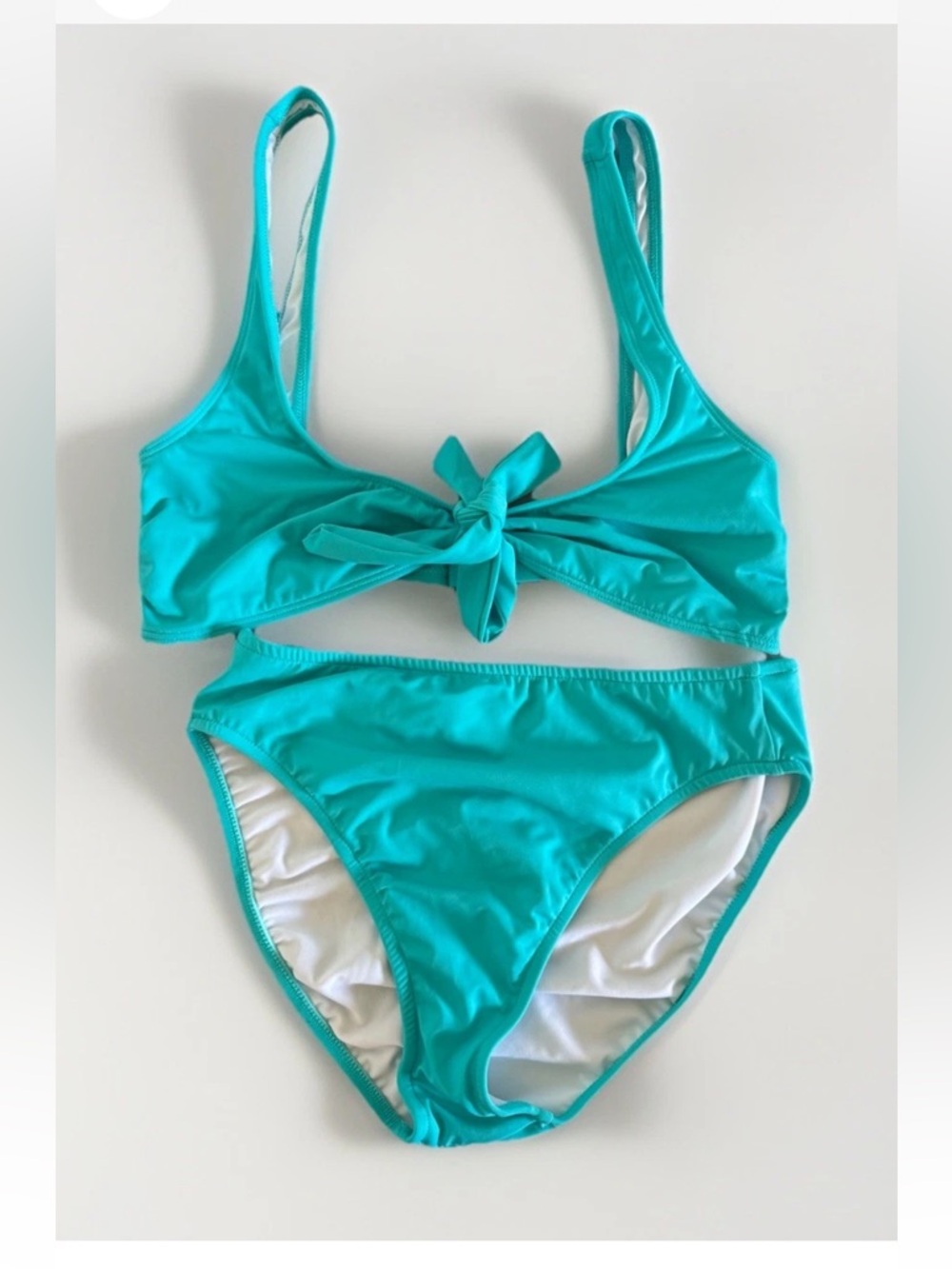 VENUS Teal High Waist Bikini Set Size Large Top Size 10 Bottom Knot Front Retro